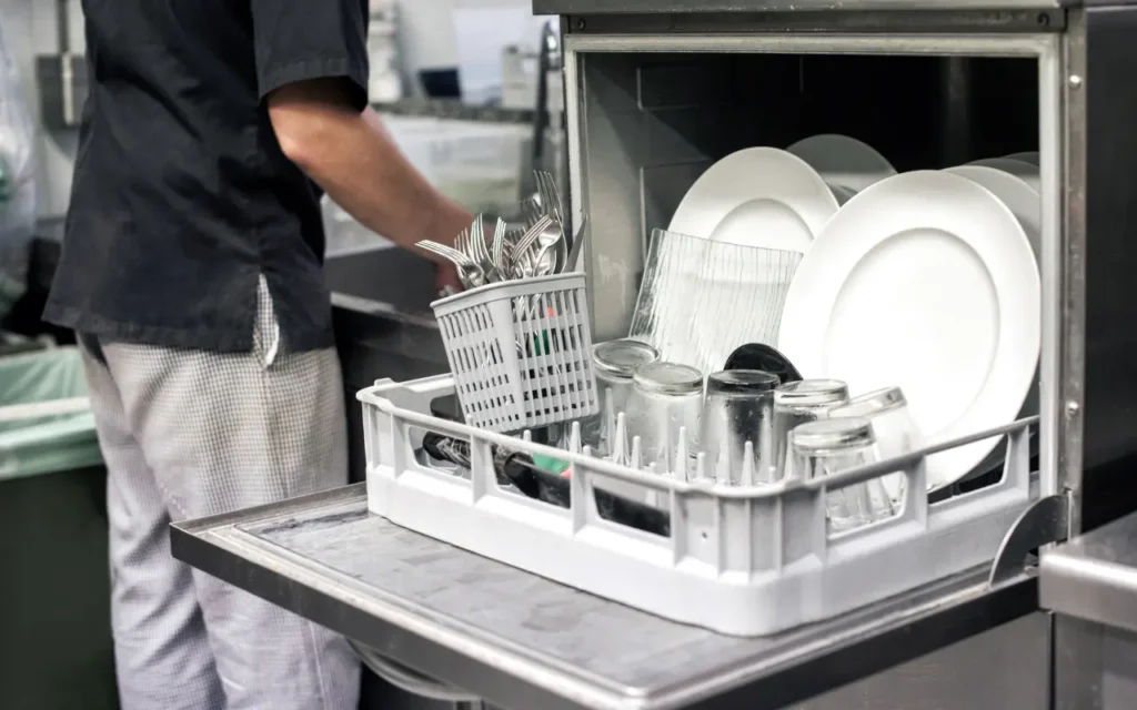 Cleaning products for dishwashers and utensils in the catering industry