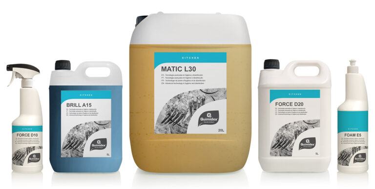 Gama de productos de limpieza para hostelería (detergentes, desinfectantes, desengrasantes)